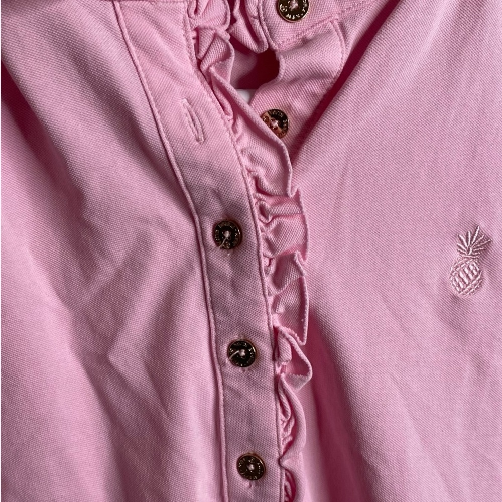 Pink Ruffled Button-Up Blouse - Picture 3 of 5